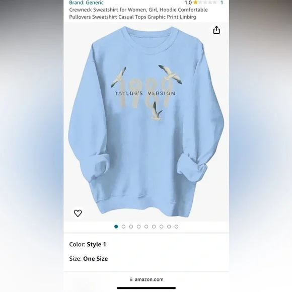 Taylor Swift Crewneck - Picture 1 of 5